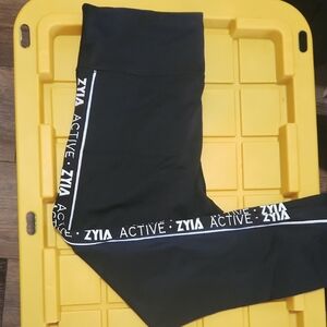 ZYIA Black Leggings with White Accents